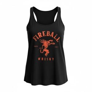 Fireball Whisky Women’s Tank Top – Black Graphic Racerback – Size 00